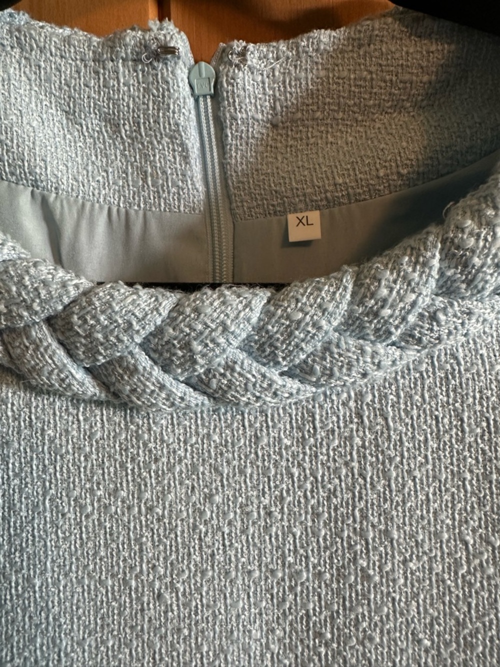 Retro-inspired Tweed Jackie Dress in Powder Blue XL - Picture 3 of 7